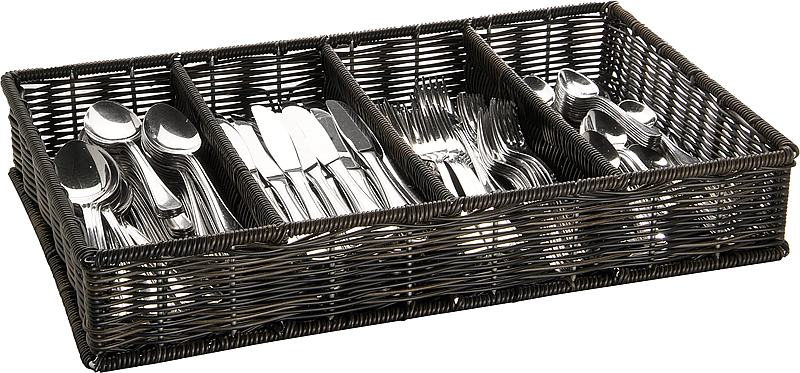 Bestickkorg 4-fack Plast Brun-Svart GN 1/1 H9cm