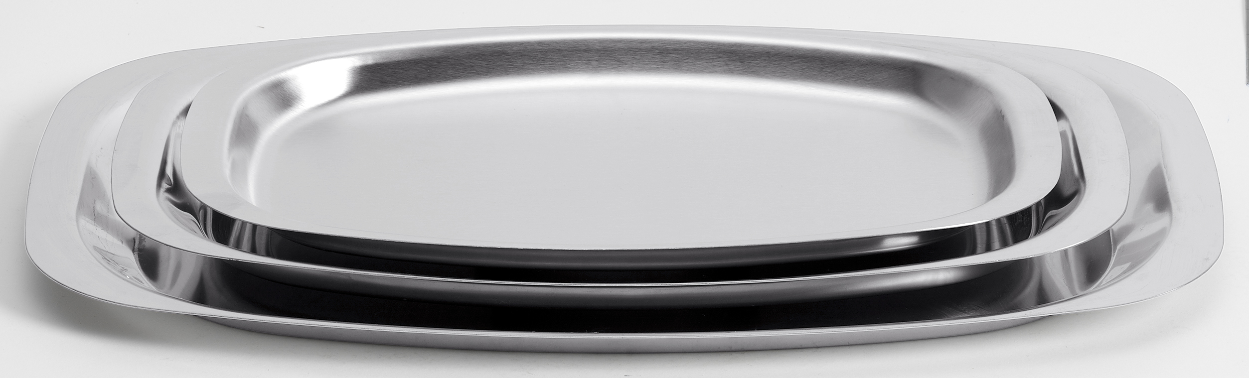 Fat oval öppen kant rostfri 44x29 cm
