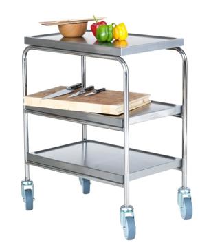 Minirullbord 3 hyllor rostfri 60x40x81cm