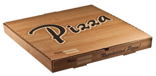 Pizzakartong Wellpapp 30x30x3,5cm Brun med
tryckt text