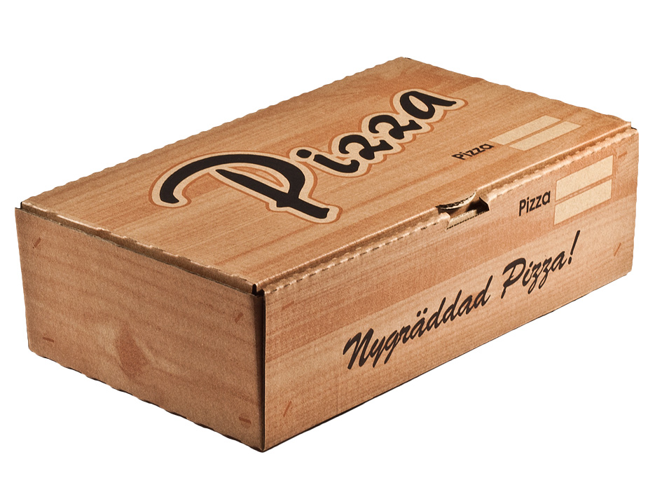 Pizzakartong Calzone Wellpapp 28x16x8cm 
Brun med Tryckt Text