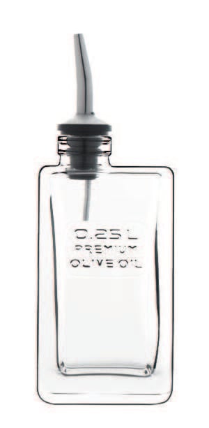 Oljeflaska med text glas