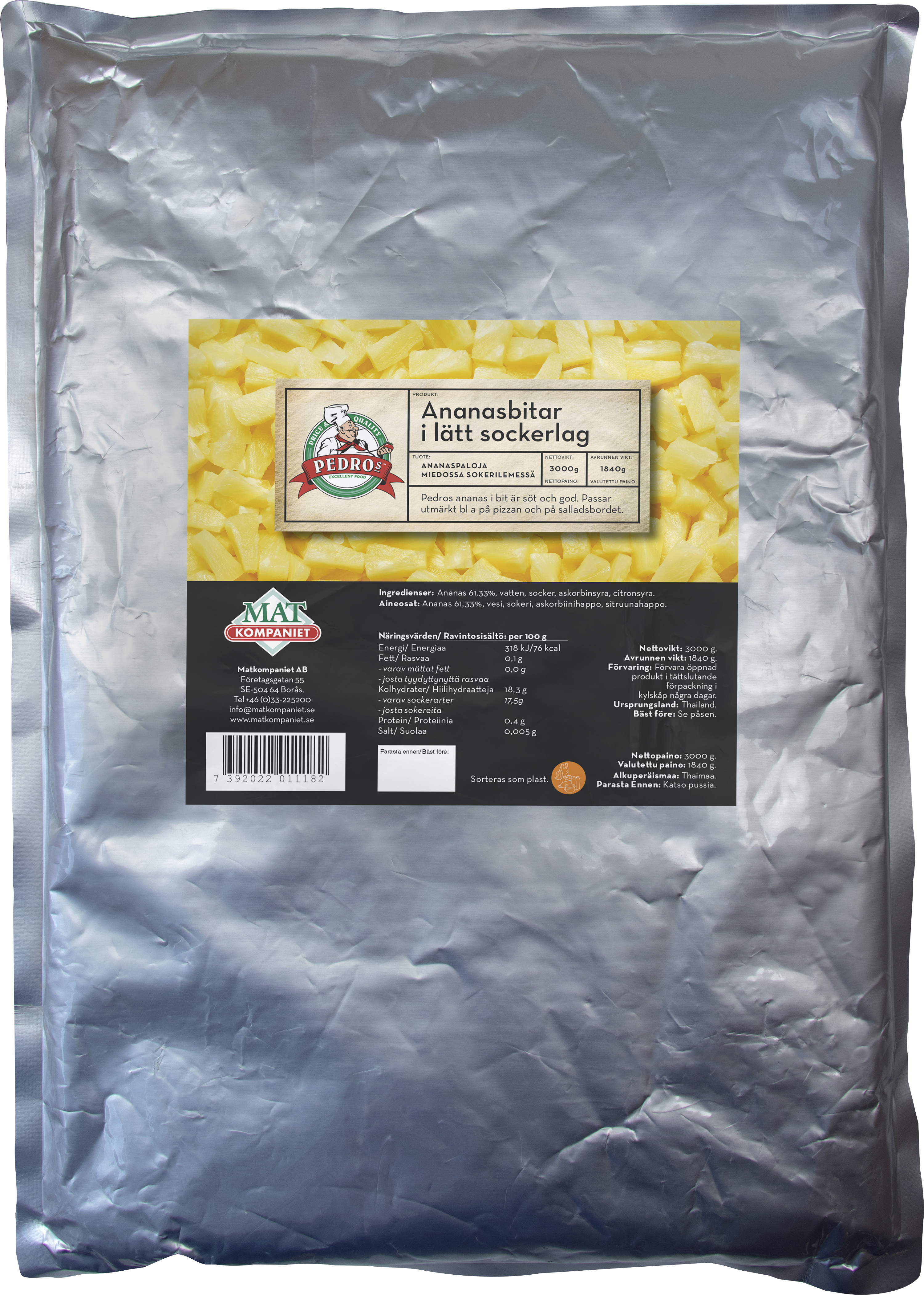 Ananasbitar i Sockerlag