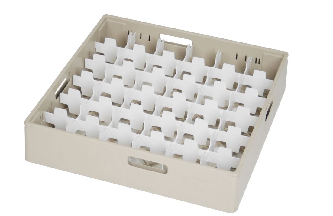 Fackindelad diskkorg beige/vit för glas