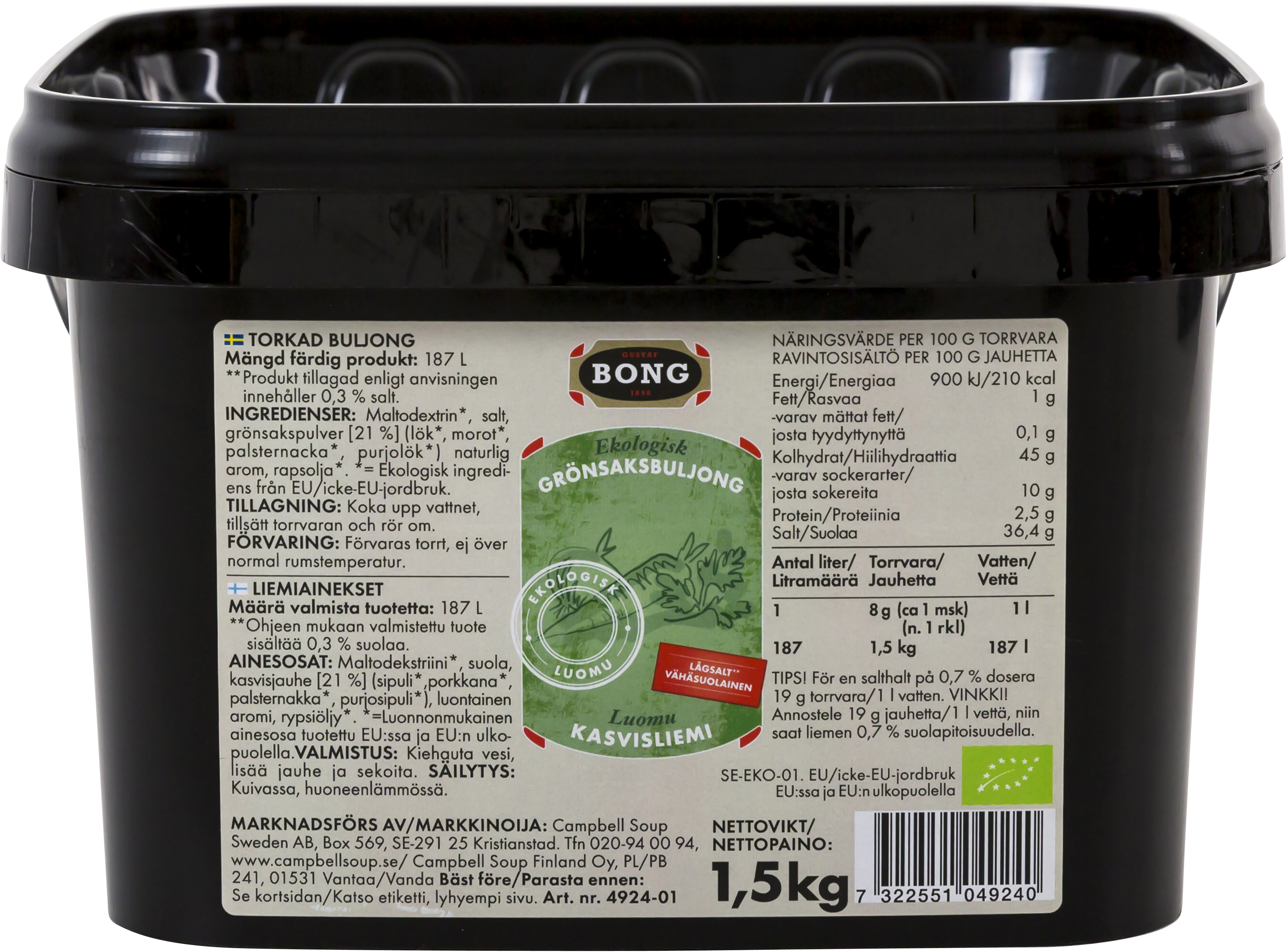 Grönsaksbuljong 0,29% Salt EKO