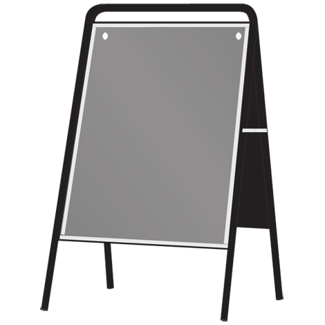 Gatupratare stål svart inkl plastfront 70x50cm