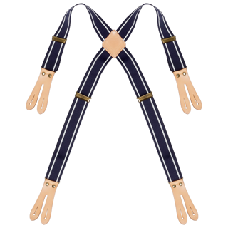 Resårhängsle med läder 0568 marin/vit rand S/M