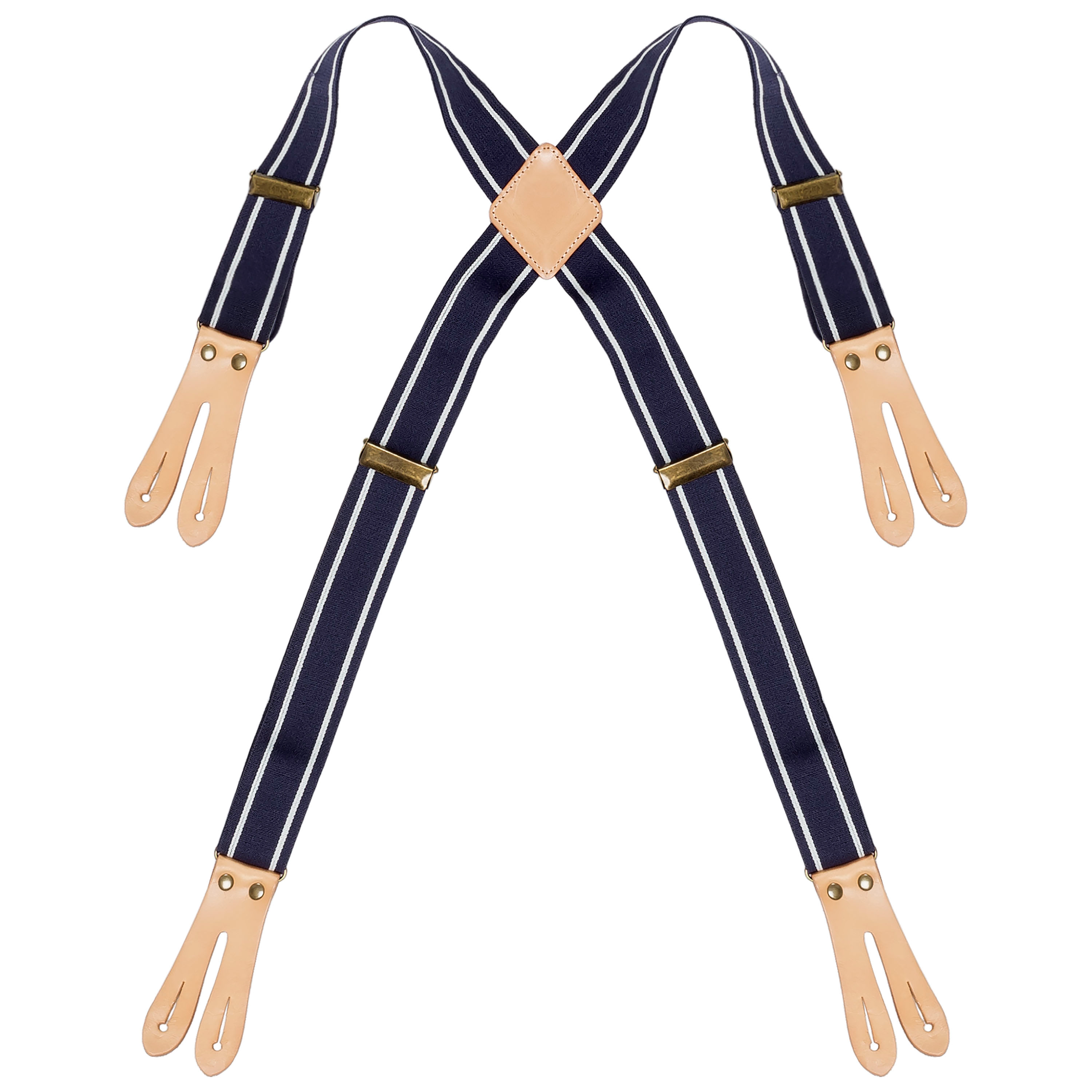 Resårhängsle med läder 0568 marin/vit rand L/XL