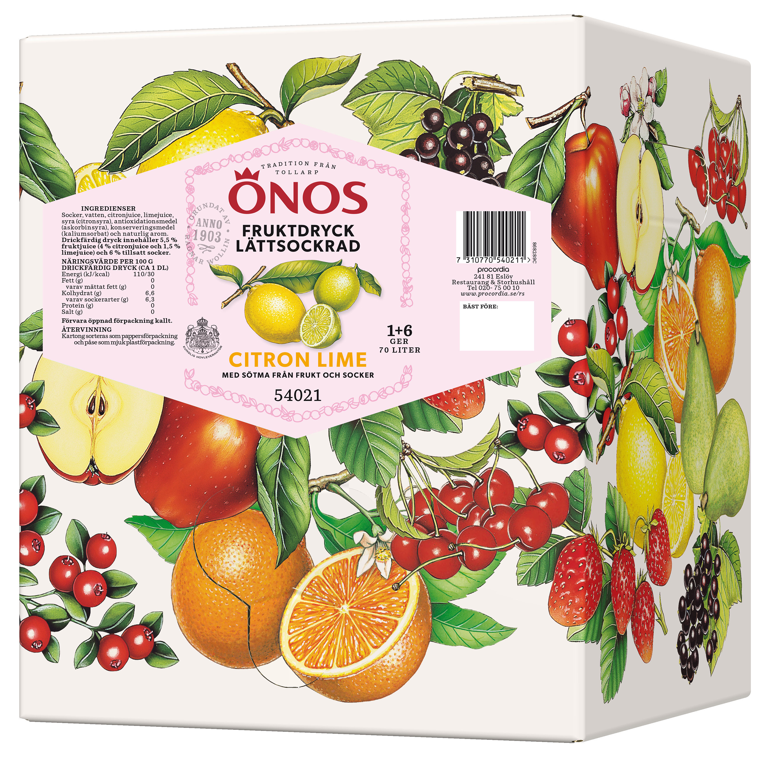 Måltidsdryck Citron Lime 1+6 Bag in Box