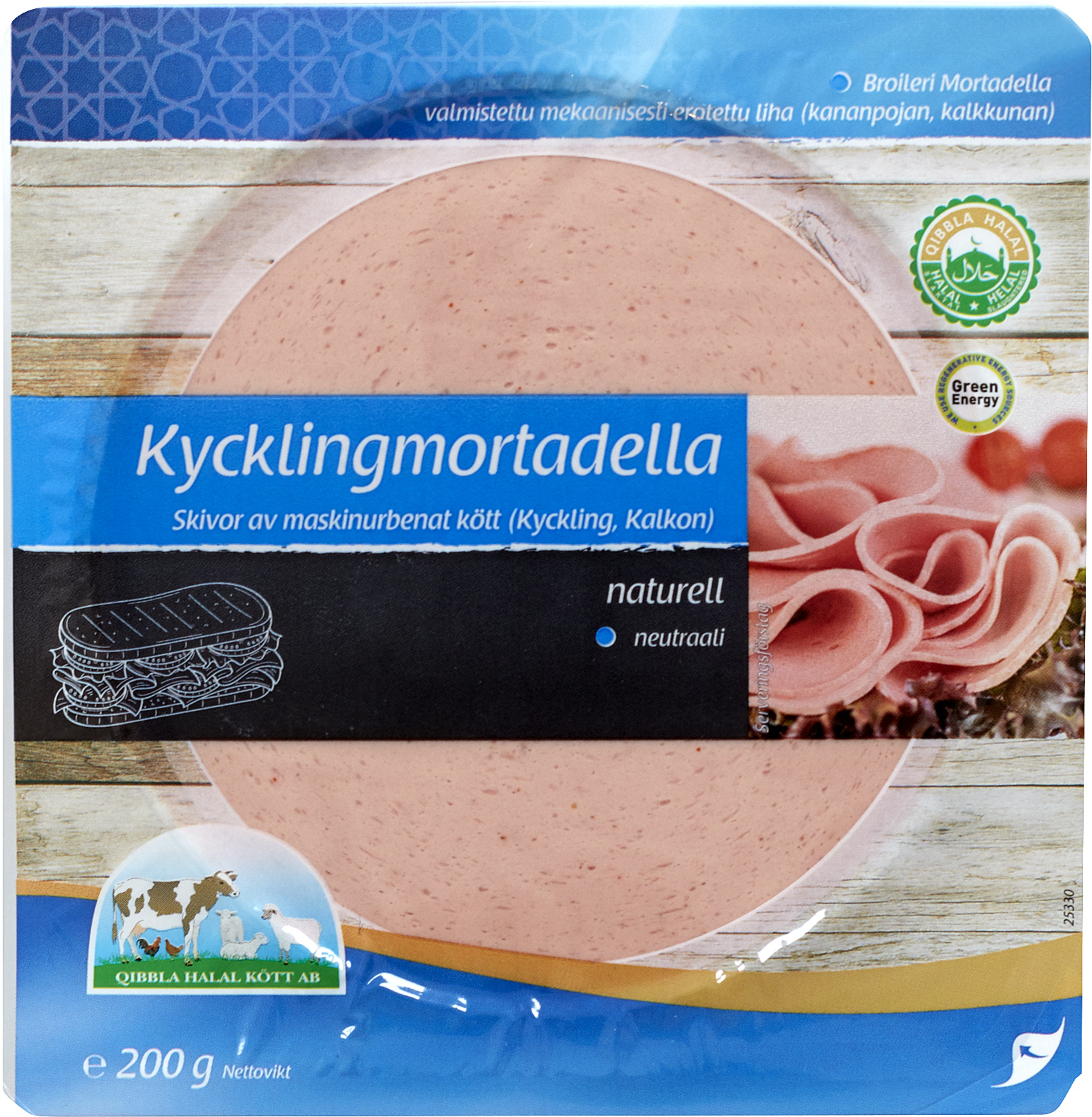 Kycklingmortadella Halal Skivad