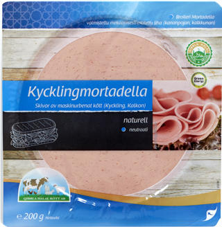 Kycklingmortadella Halal Skivad