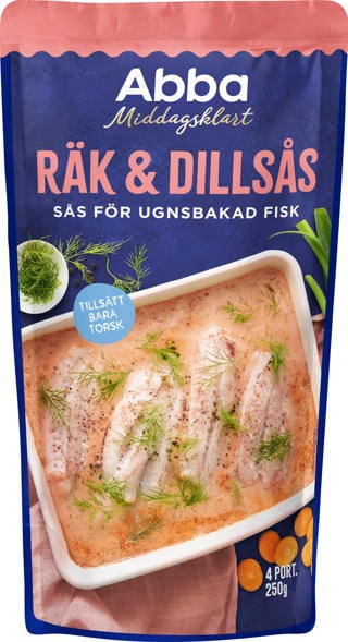 Räk & dillsås för ugnsbakad torsk