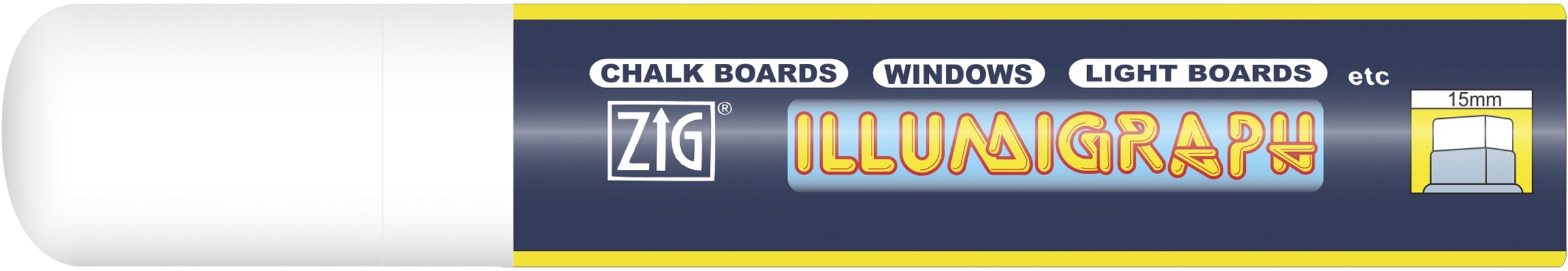 Penna griffel vit vattenlöslig flourescerande 15mm