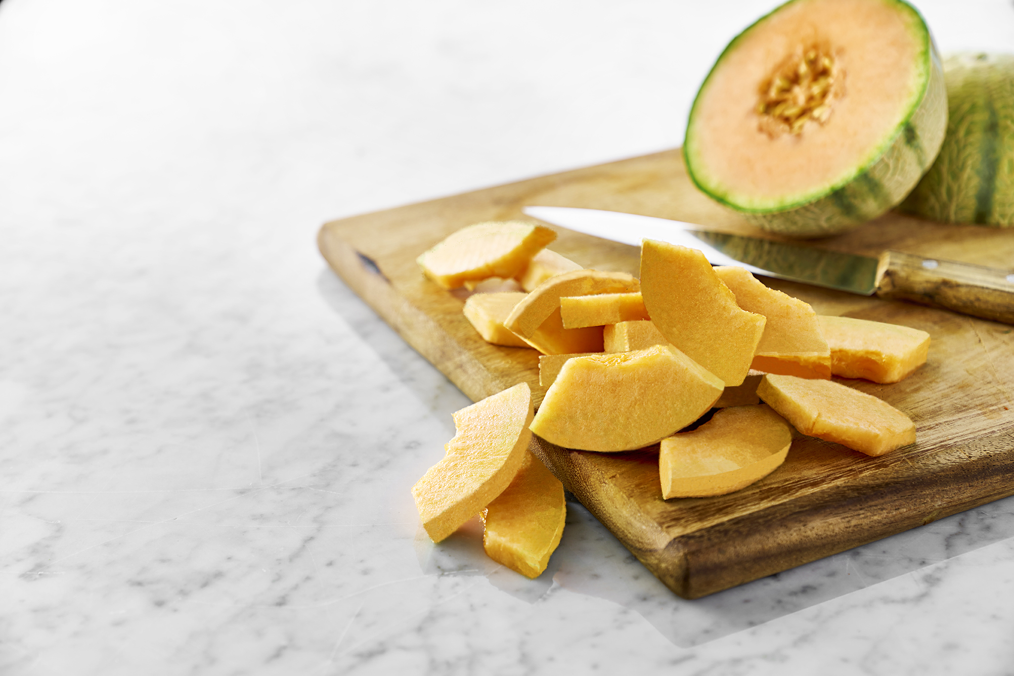 Cantaloupemelon Skalad Kvartad