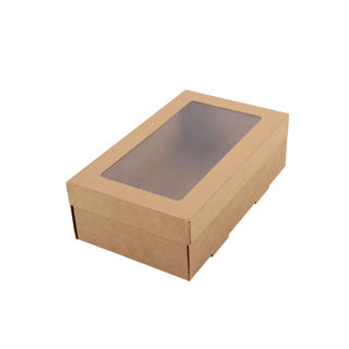 Cateringbox 8x15,3x25,5 med fönster av PET brun