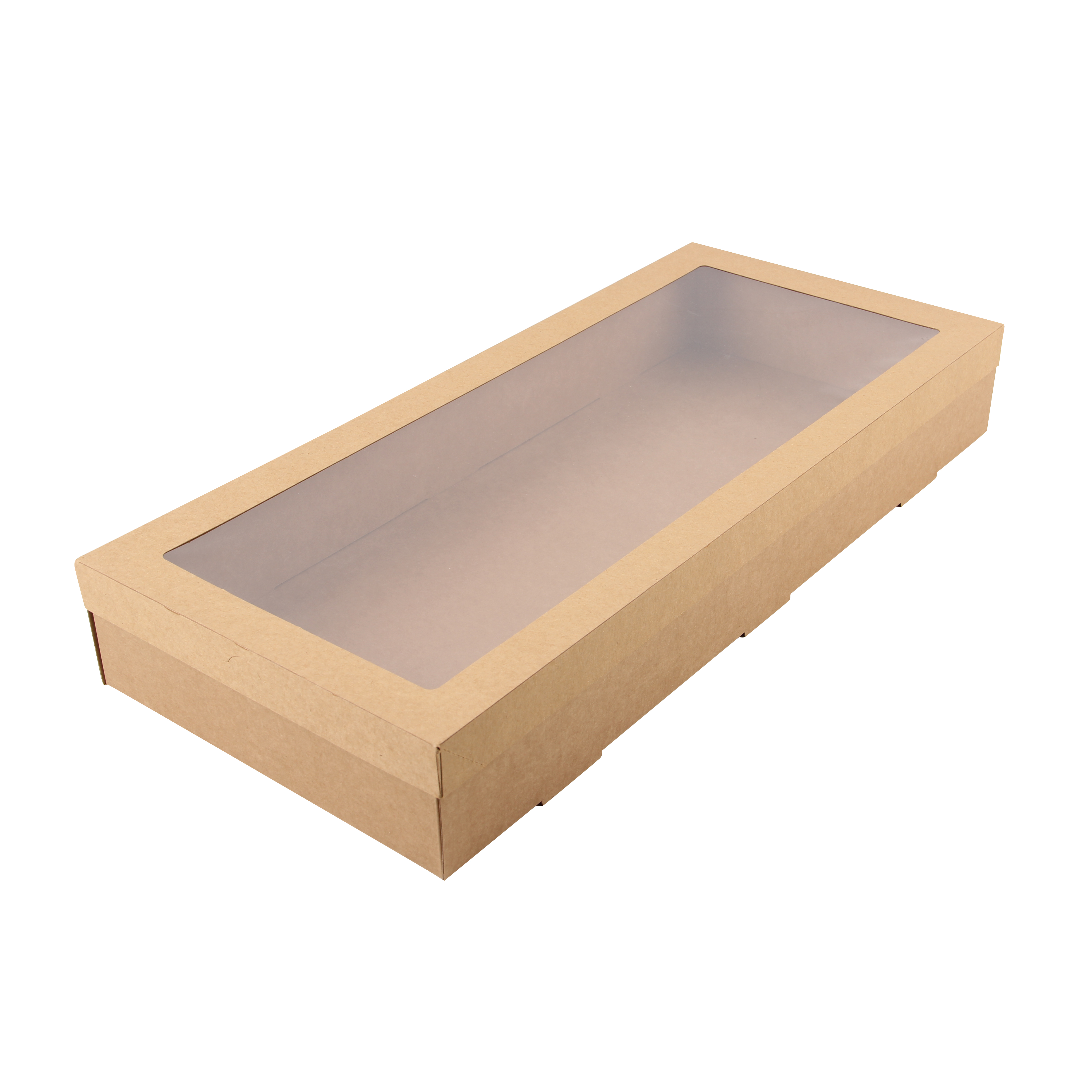Cateringbox 8x25,2x55,8 med fönster av PET brun