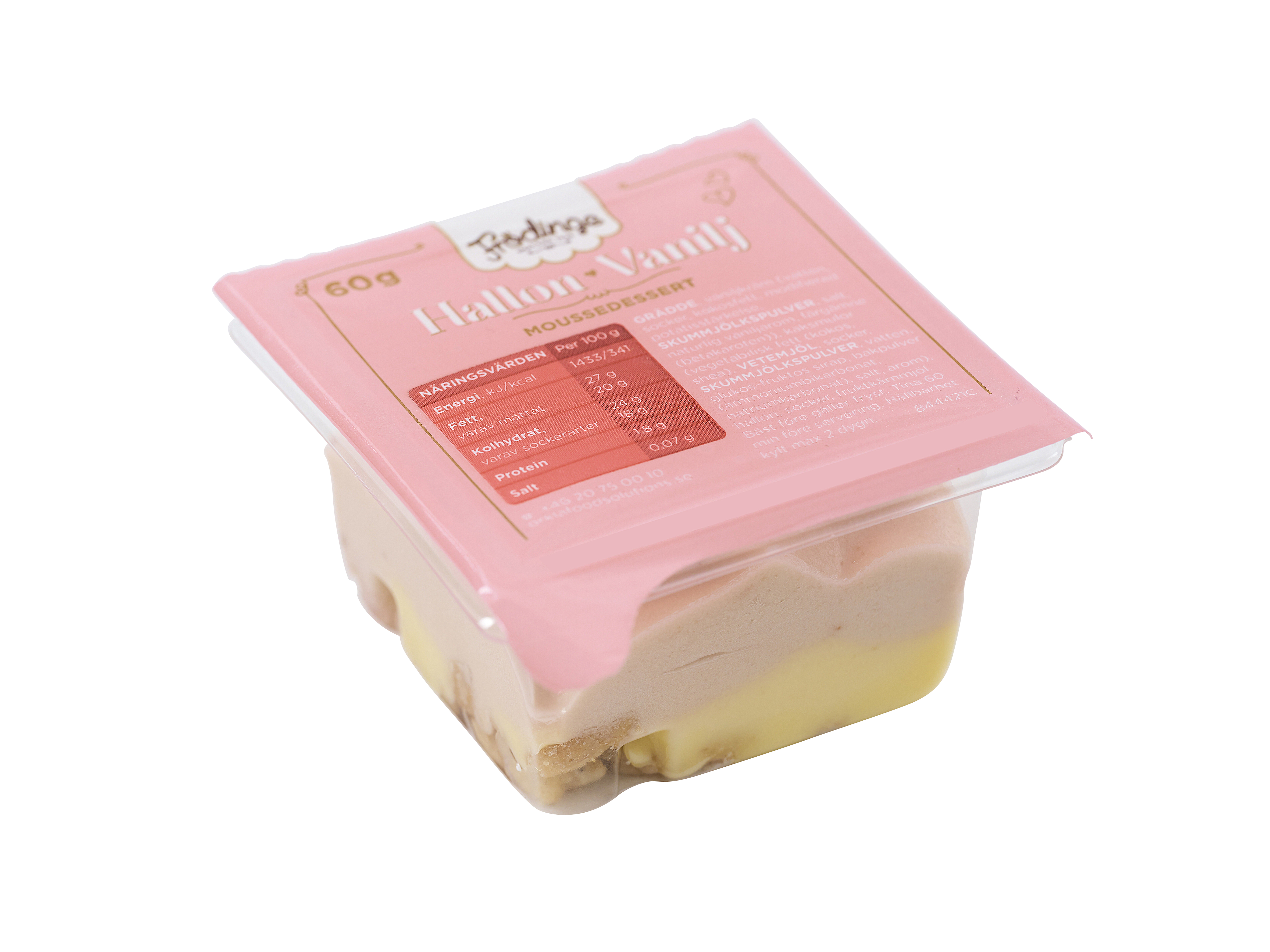 Portionsdessert Hallon & Vanilj