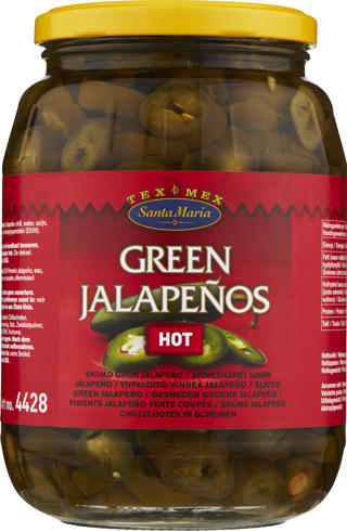 Grön Jalapeno Hot Skivad
