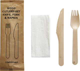 Bestickset i Trä Vaxade 2 delar och Servett 160mm