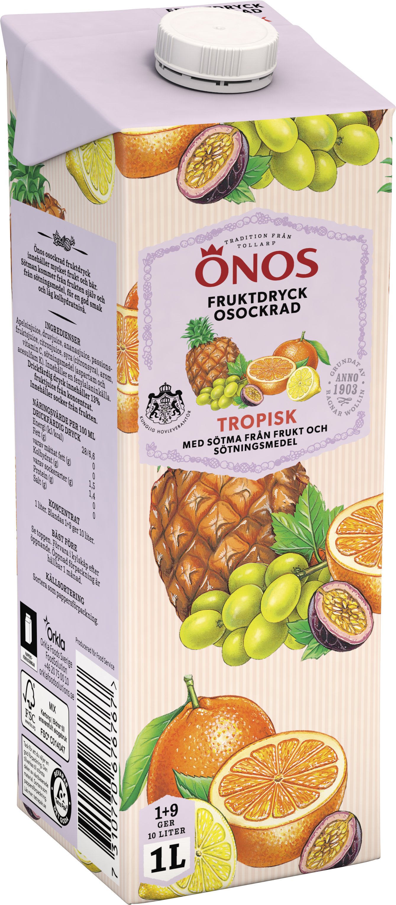 Fruktdryck Tropisk Osockrad 1+9