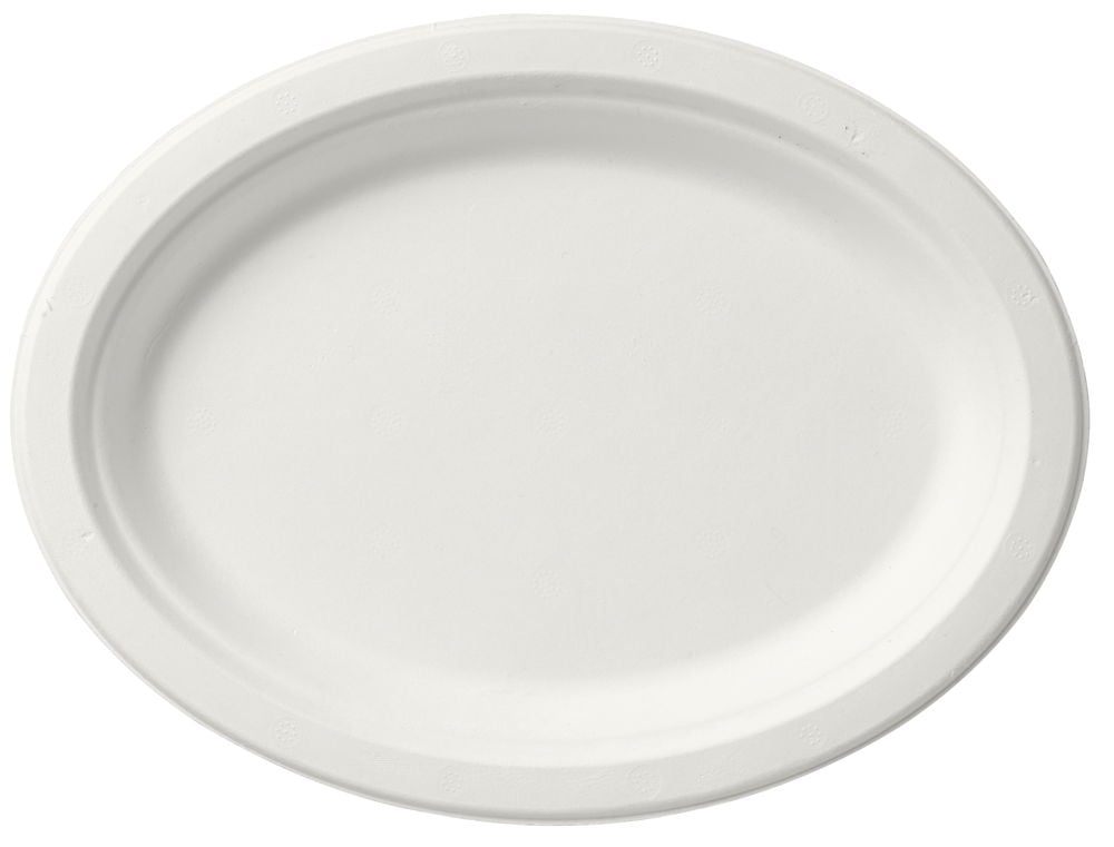 Tallrik Oval Bagasse Vit 26cm