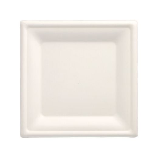 Tallrik Kantig Sockerrör Vit 20x20cm