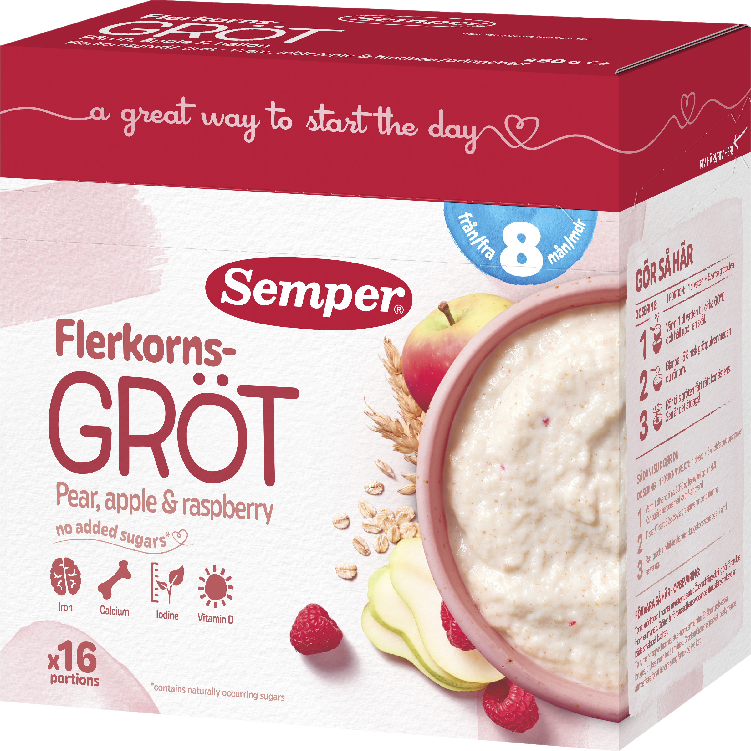 Fullkornsgröt Mild med Frukt 8 Mån