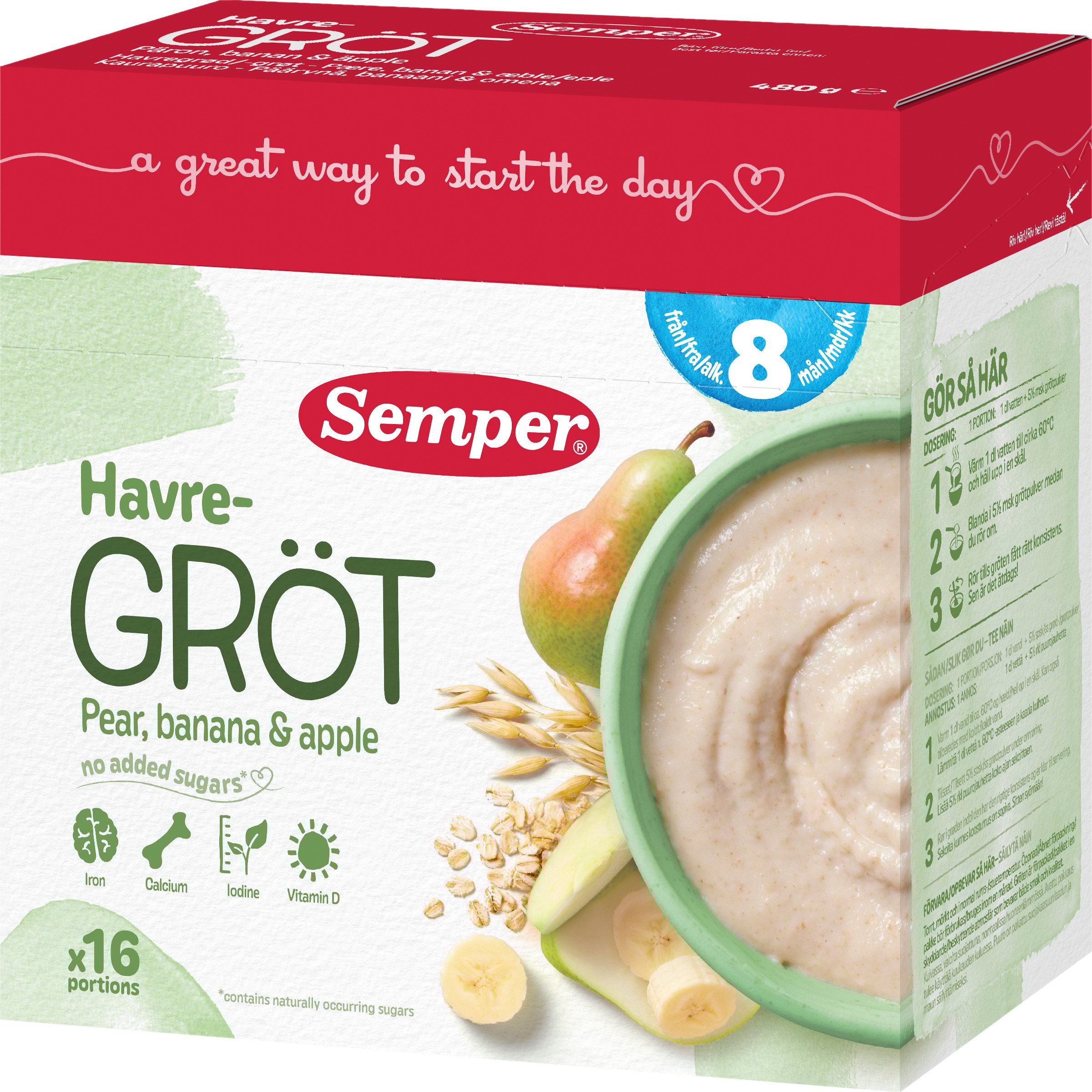 Havregröt Päron & Banan 8 Mån