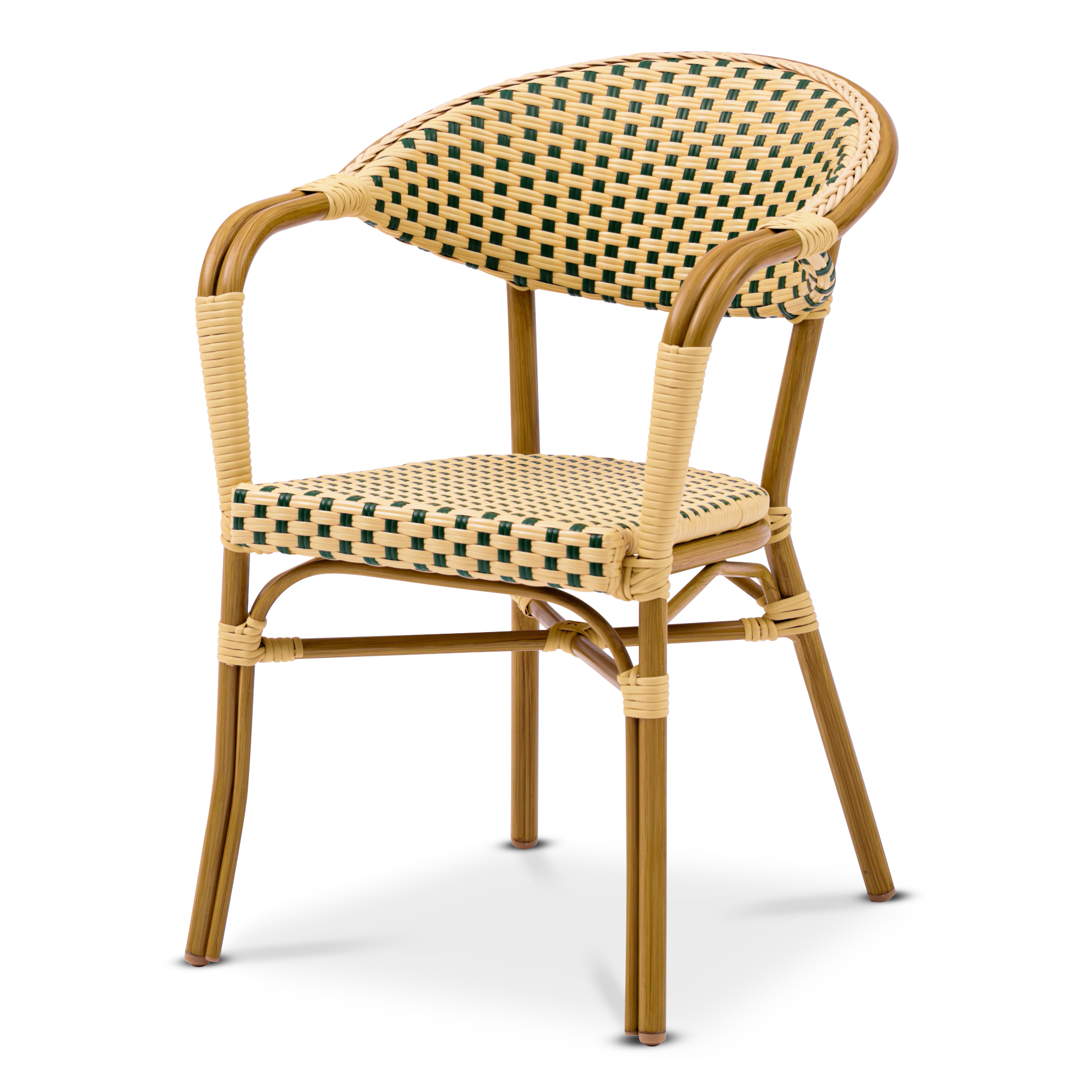 Monaco Karmstol Fiberrotting Grön/Creme