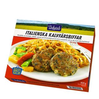 Italienska Kalvfärsbiffar med Pasta