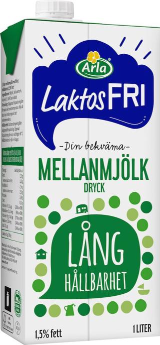 Mellanmjölkdryck 1,5% Laktosfr Lång Hållbarhet