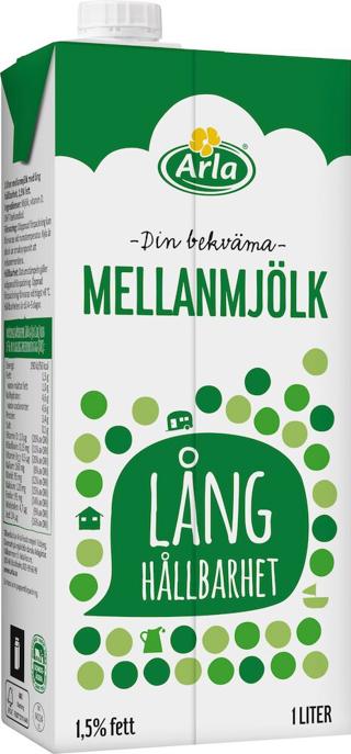 Mellanmjölk 1,5 % Lång Hållbarhet