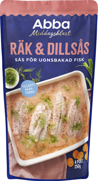 Räk & dillsås för ugnsbakad torsk