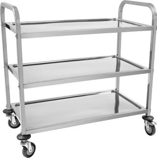 Serveringsvagn 3 hyllor rostfri 95x50x95cm
