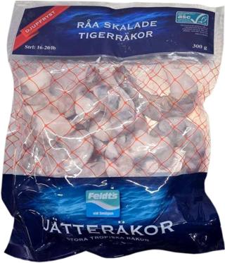 Tigerräkor Råa Skalade 16-20/lb ASC