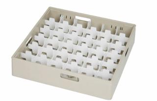 Fackindelad diskkorg beige/vit för glas