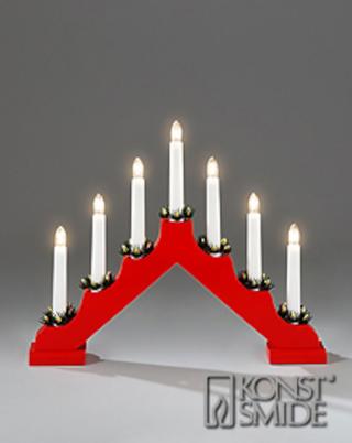 Ljusstake 7-armad röd