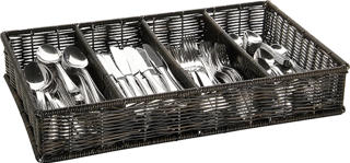 Bestickkorg 4-fack Plast Brun-Svart GN 1/1 H9cm