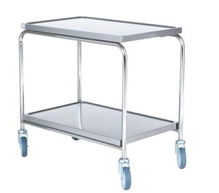 Rullbord 2 hyllor rostfri 80x52x82cm