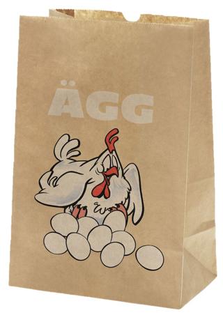 Papperspåsar Ägg SOS brun med dekor