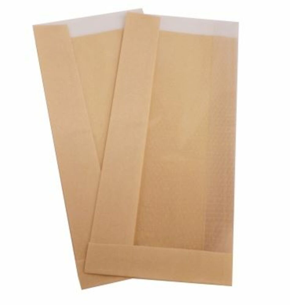 Brödpåse PE med fönster och invik Brun