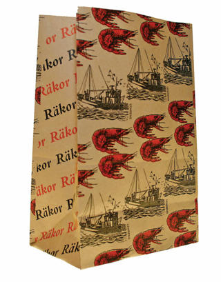 Räkpåsar papper 1kg 160x90x270mm brun med mönster