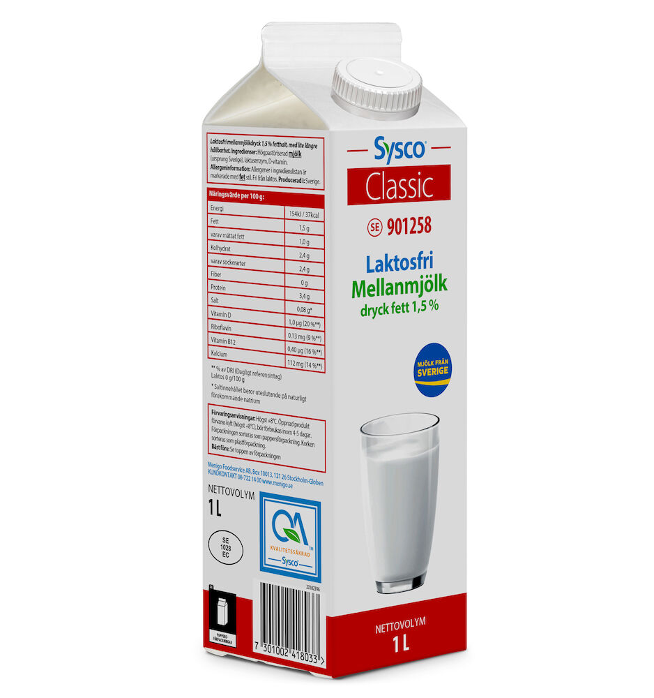 Mellanmjölkdryck 1,5% Längre Hållbarhet Laktosfri